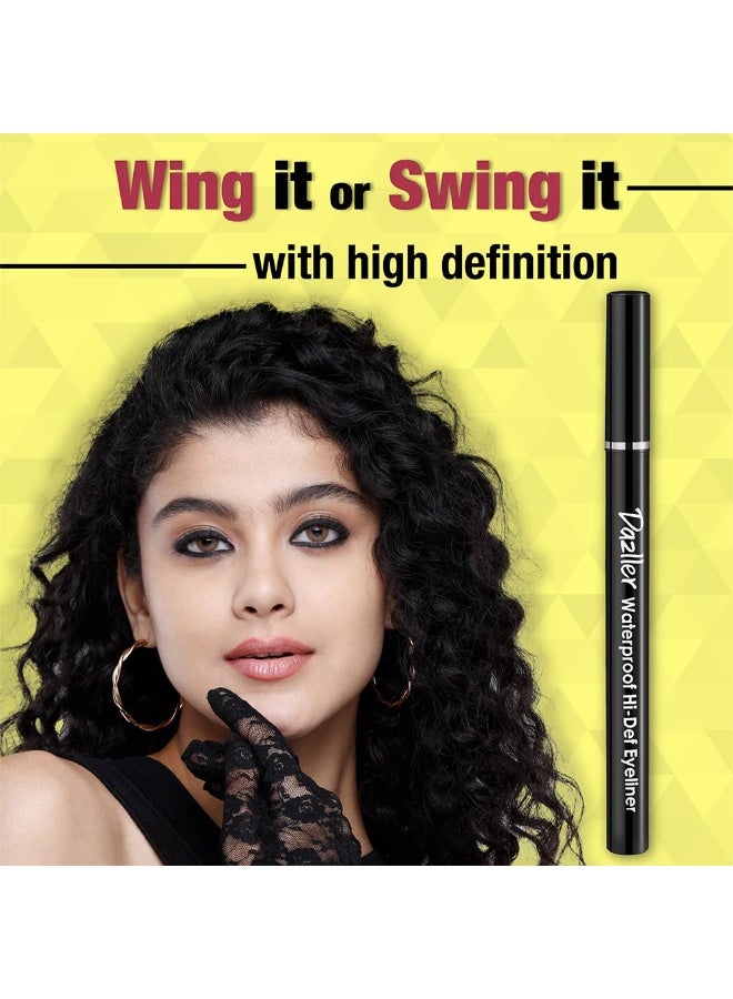 Dazller Hi-Def Eyeliner + Eyebrow Pencil |Velvet Matte|Water-Resistant|Smudge-Proof|Long Stay|Single Stroke|Precise Application|Black|1.1g + 1.5g - Image 4